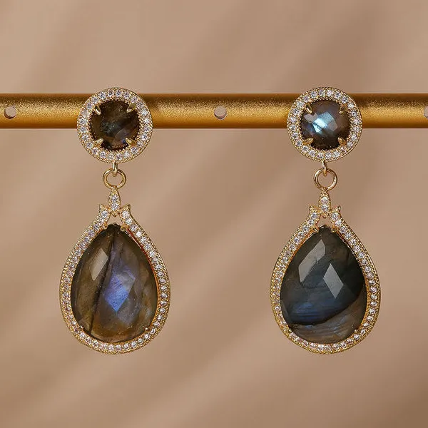 Labradorite Earrings Fashion Amethyst Raw Earrings
