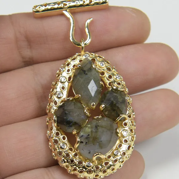 2 Pcs Multi Strands Labradorite Gold