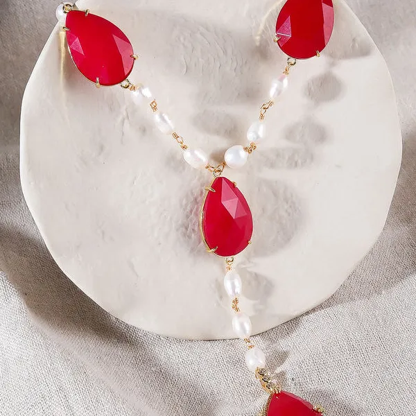 Teardrop Pendant 21*36mm Red Jasper Necklace